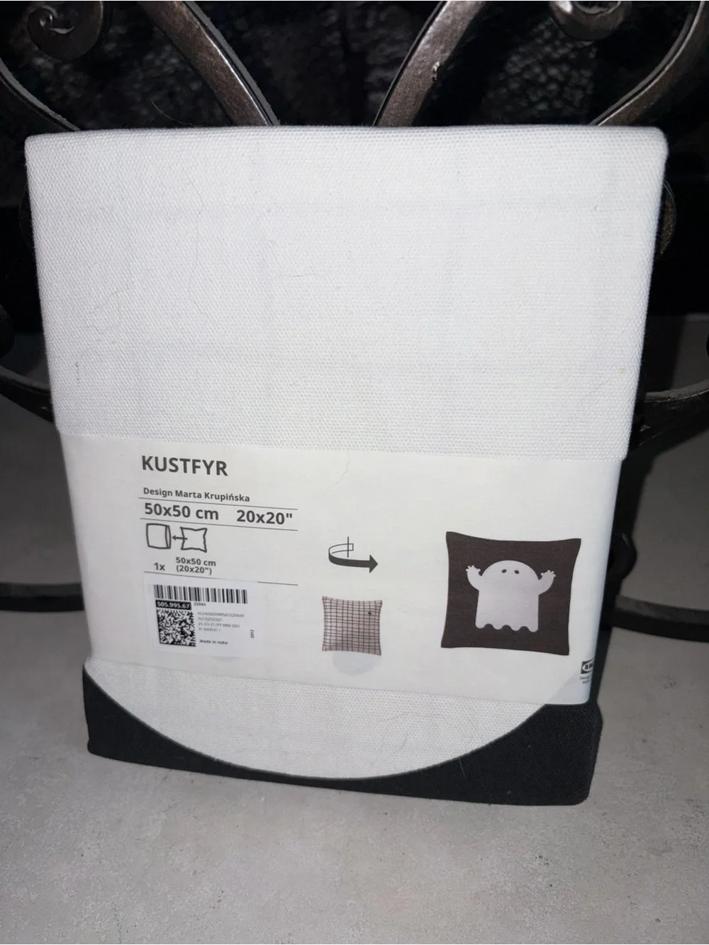 IKEA KUSTFYR Cushion cover, ghost pattern 20x20